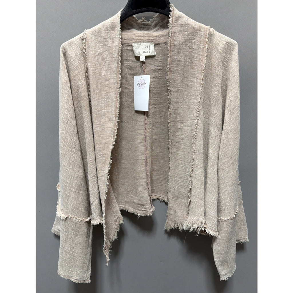 Oli & Hali Womens Ruby Washed Cotton Fringe Open Front Boho Cardigan Size S New