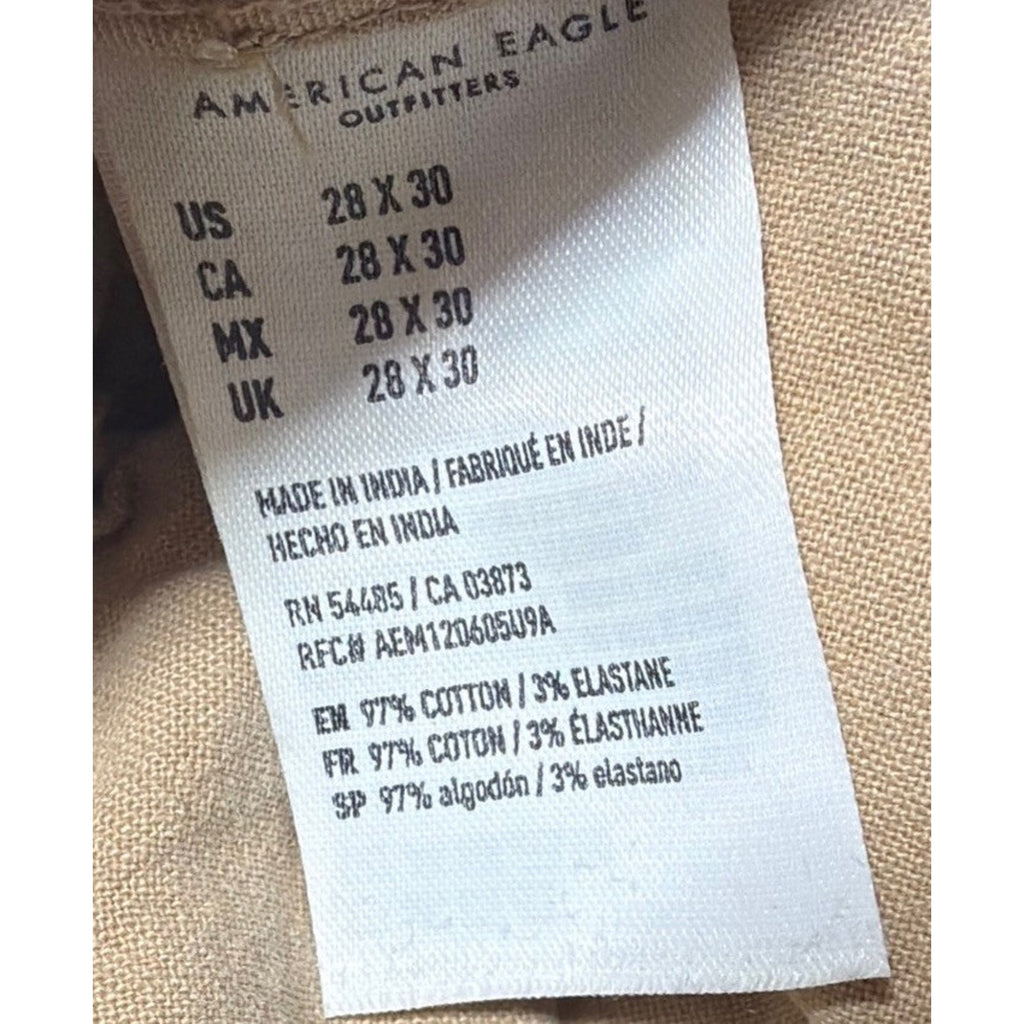 American Eagle Outfitters Next Level Stretch Relaxed Boot Mens Khaki Pants 28x30