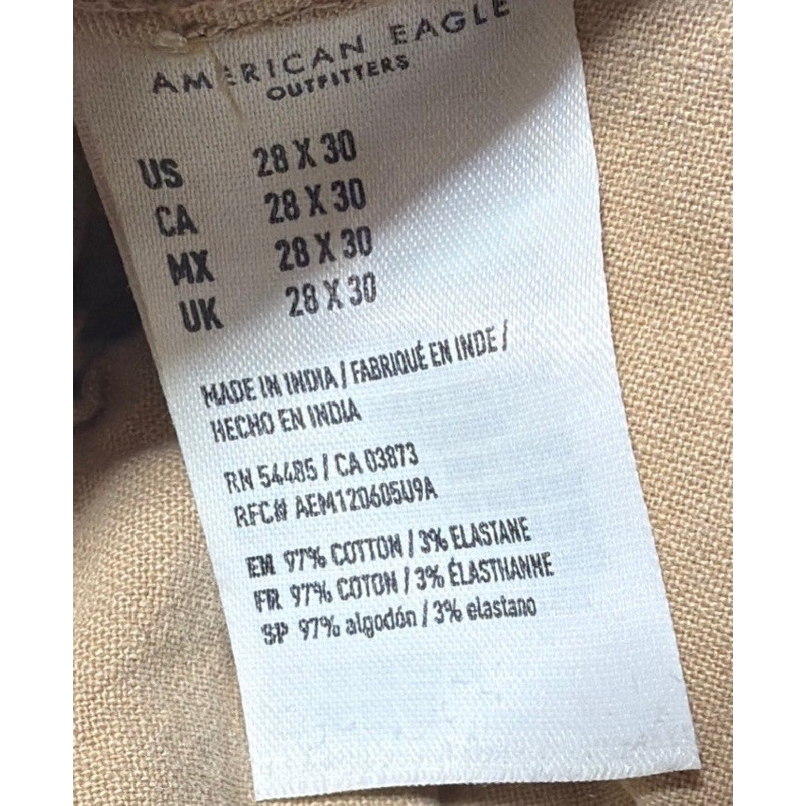 American Eagle Outfitters Next Level Stretch Relaxed Boot Mens Khaki Pants 28x30