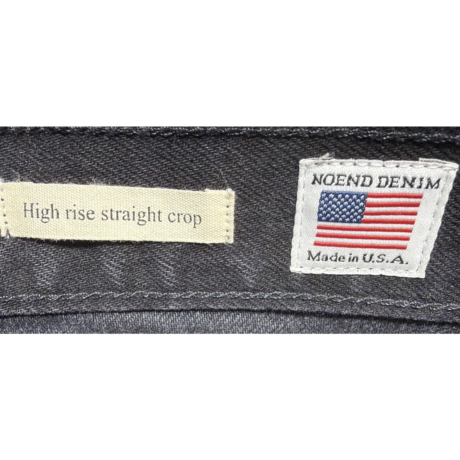 NOEND Straight Cropped Button Fly Jeans Womens 30 Black Denim High Rise Frayed