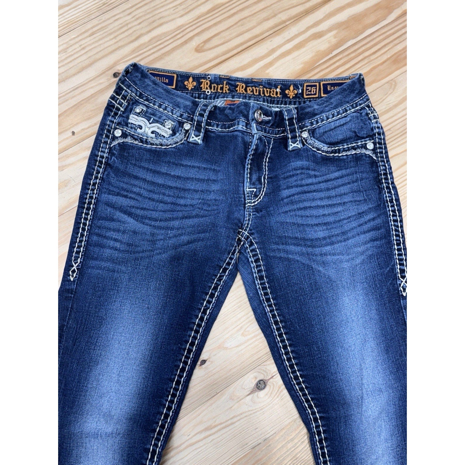 Rock Revival Willa Easy Skinny Blue Jeans Women’s Size 26x 31 Spot In Pic