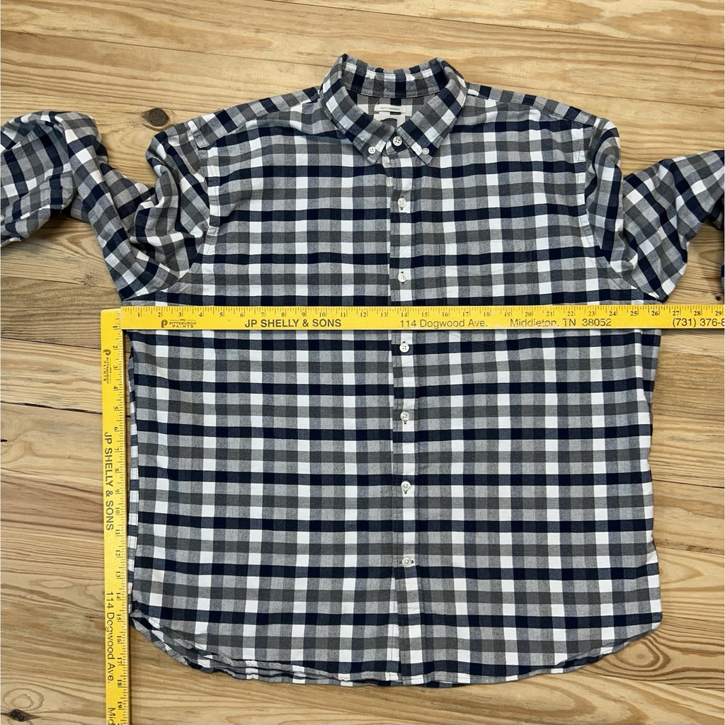 Old Navy Men’s Navy - Gray Plaid Slim Fit The Classic Shirt Size XXL .