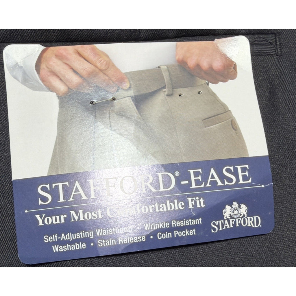 Stafford Ease Comfort Waistband Dress Pants Wool Blend Pleated Size 34x32 NWT