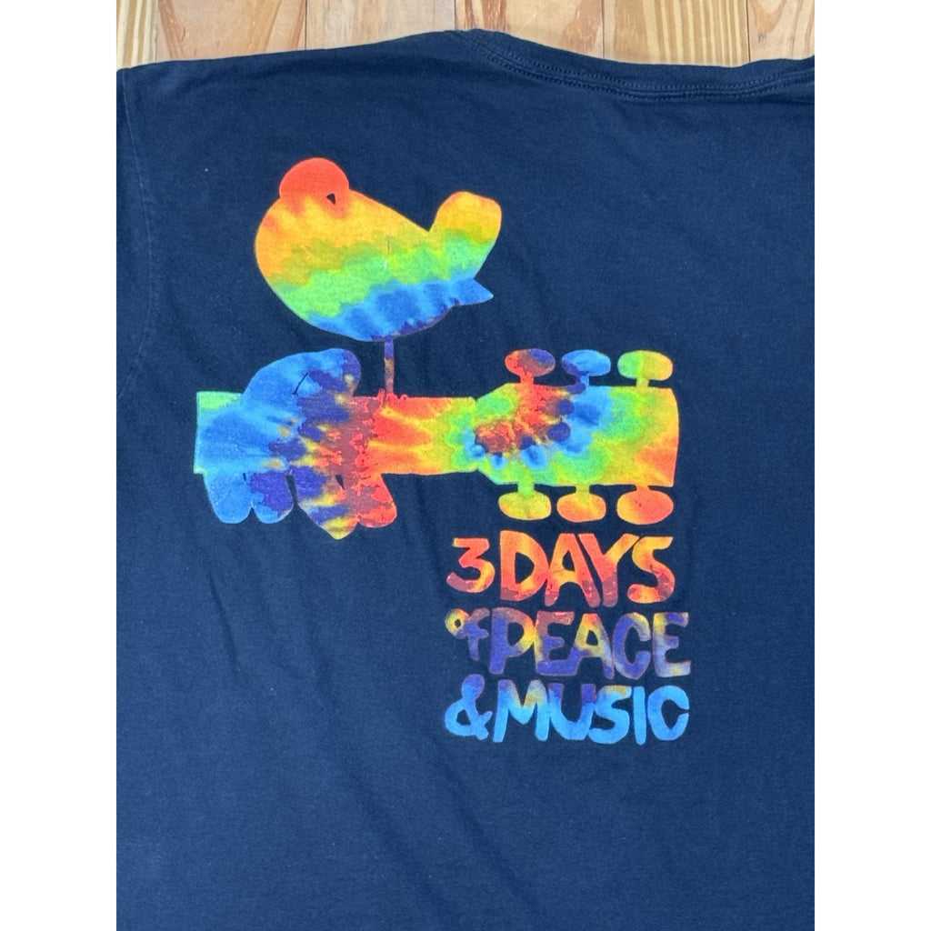 Men's WoodStock 1969- 3 Days of Piece & Music Navy Short Sleeve T-Shirt X-Large