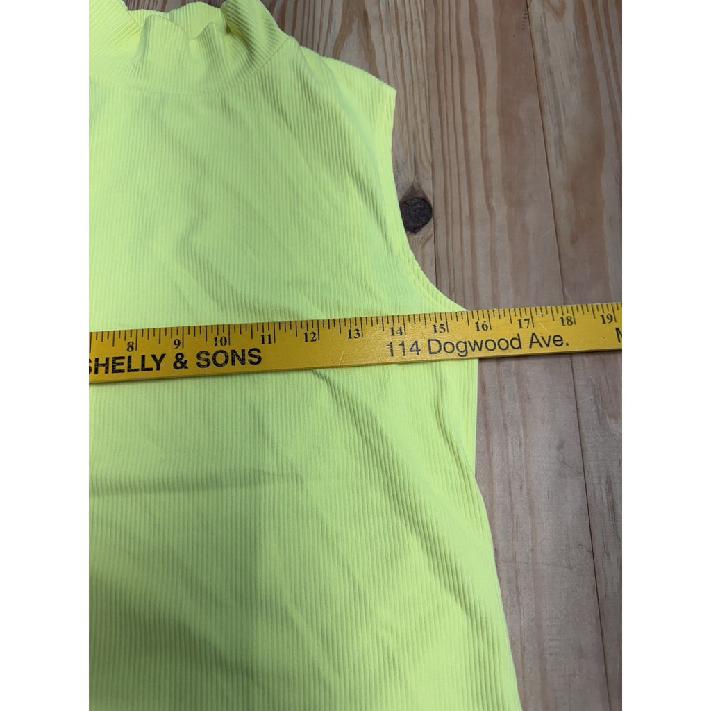No Boundaries Women's Juniors Sleeveless Mock Neck Neon Yellow Top Size Medium