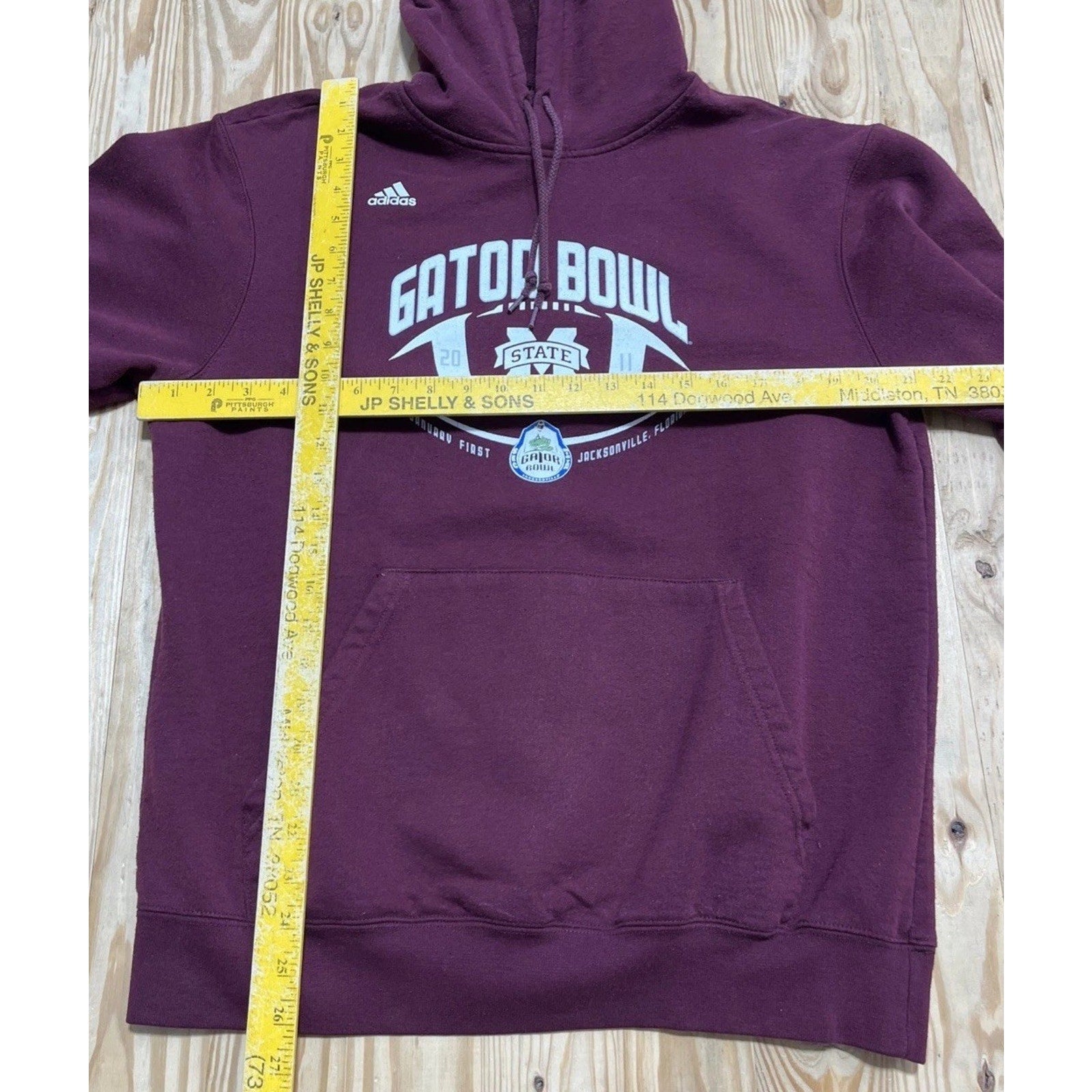 Adidas NCAA Mississippi State Maroon Pullover Hoodie Gator Bowl 2011 Size Small