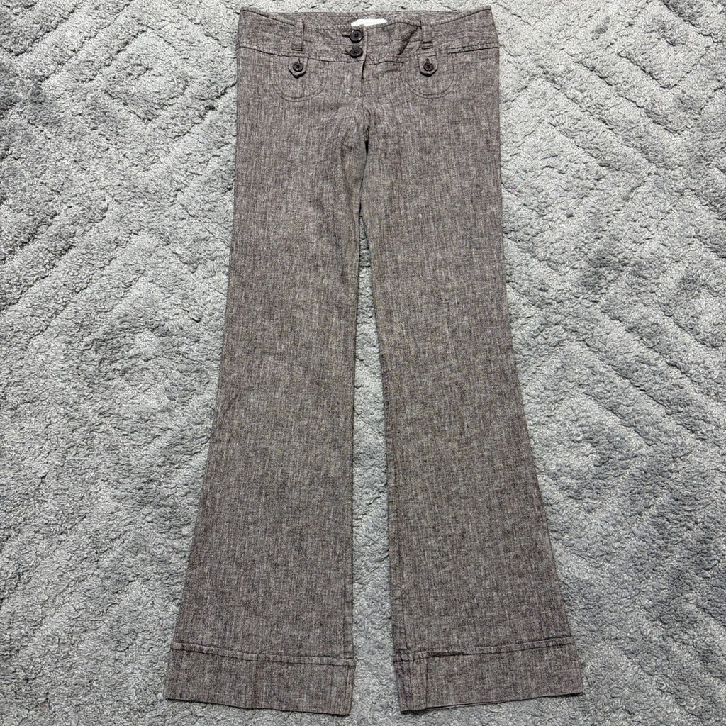 Charlotte Russe Women’s 7 Dress Pants Linen Blend Gray Flared Bottom Career