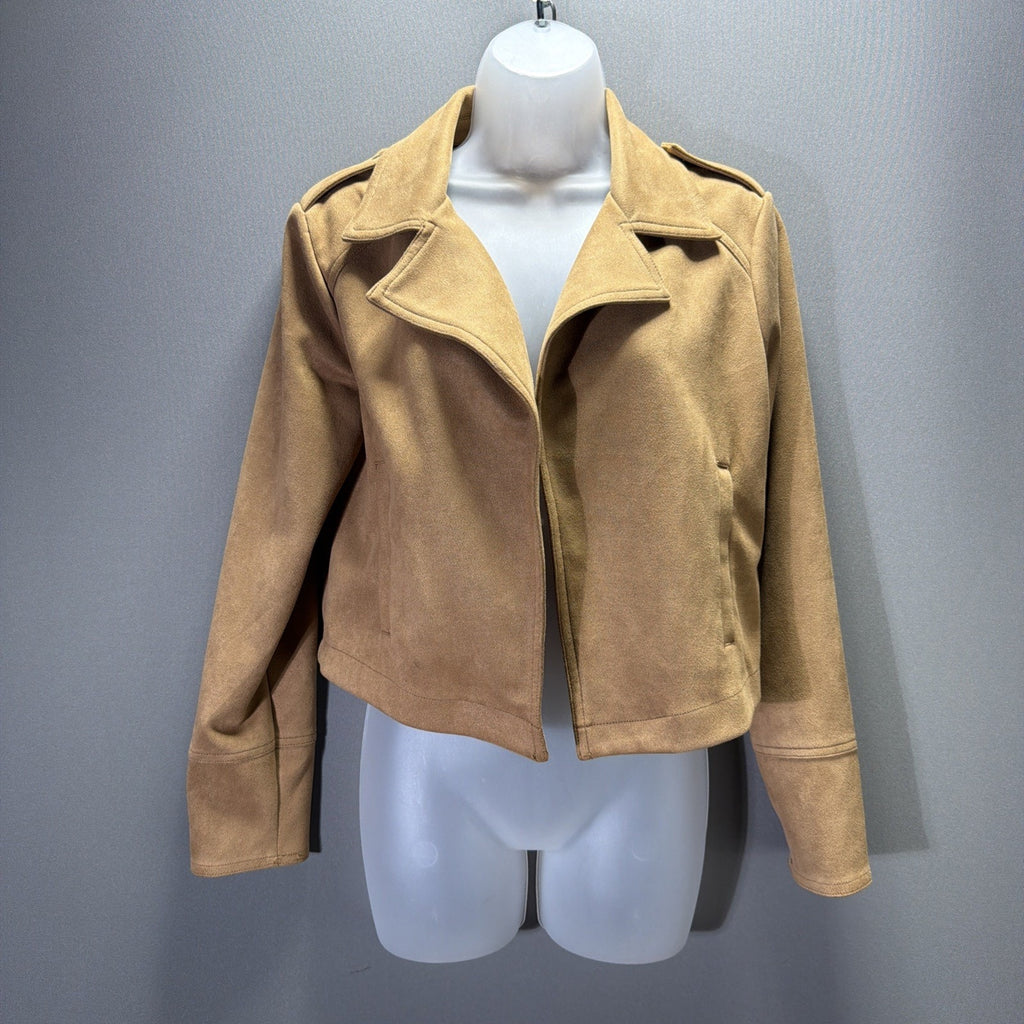 Philosophy Republic Clothing Jacket Womens Small Camel Faux Suede Cropped Moto