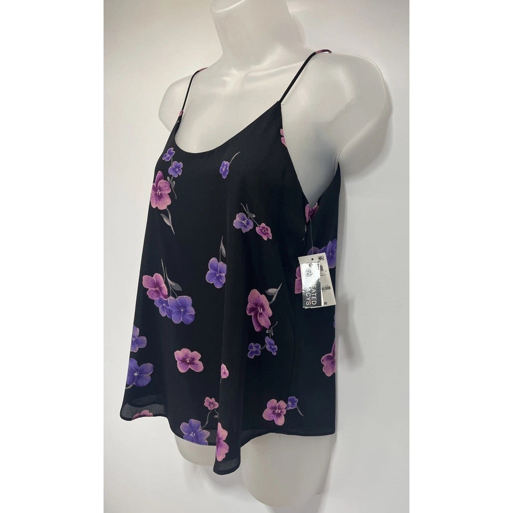 NWT Bar III Cami Tank Top XS Lined Adjustable Spaghetti Straps Black Orchid