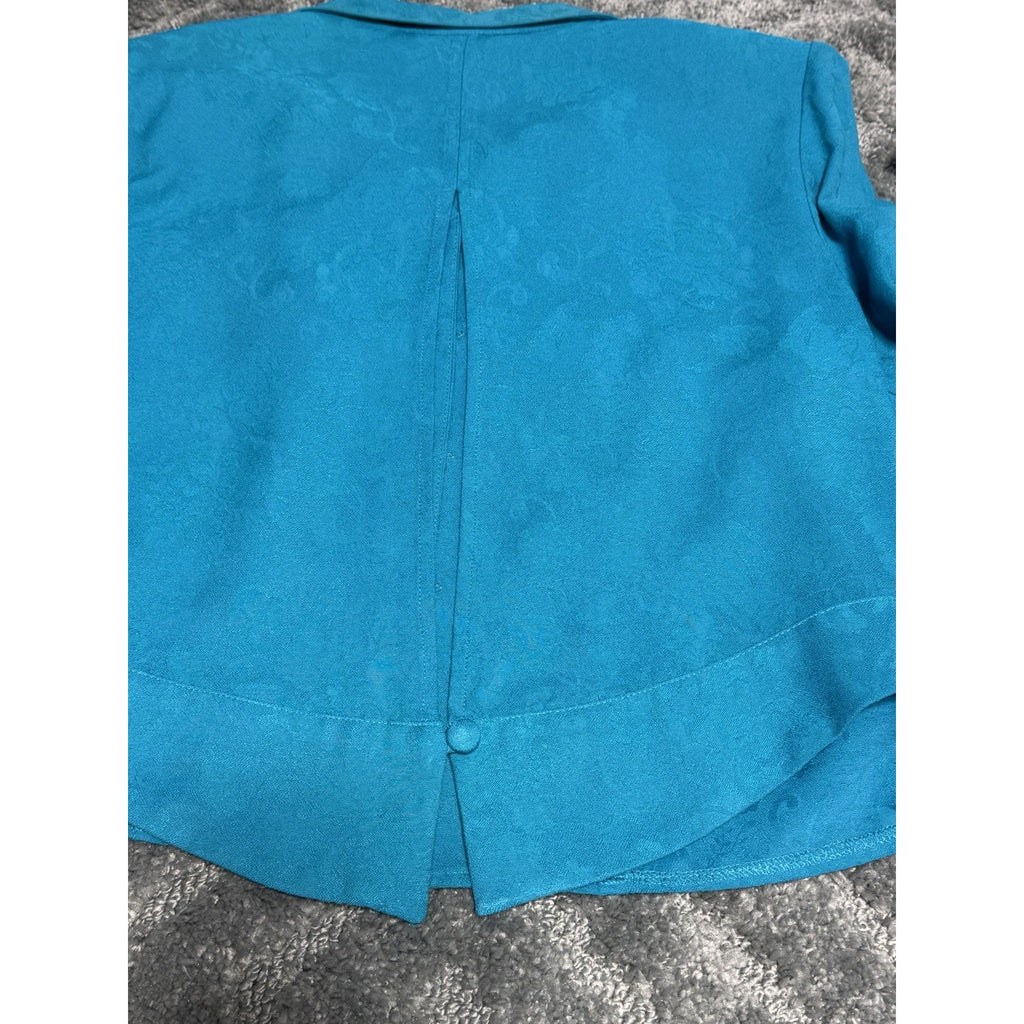 Karin Stevens Teal Maxi Dress Set Womens 14 Regular Vtg Padded Shoulders