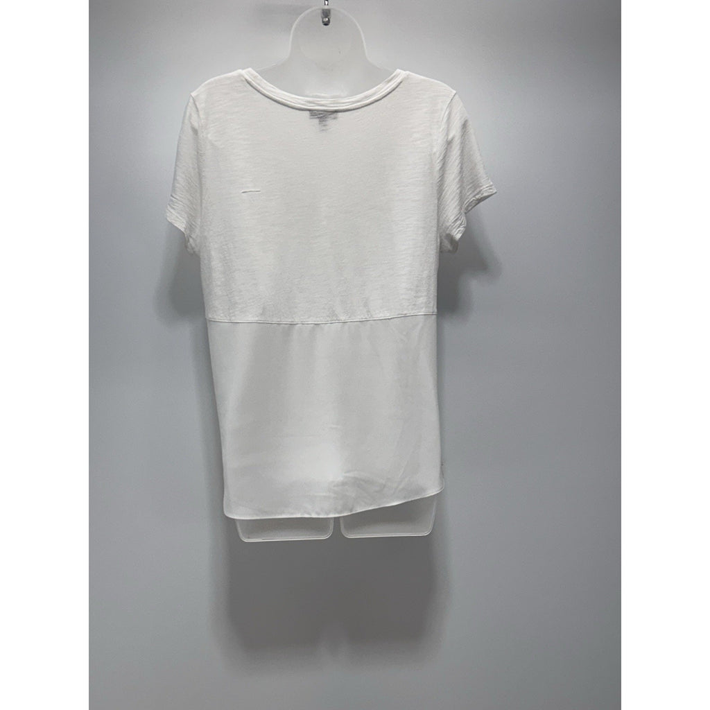 Express White Block Short Sleeve Tee Blouse Women’s Size Medium