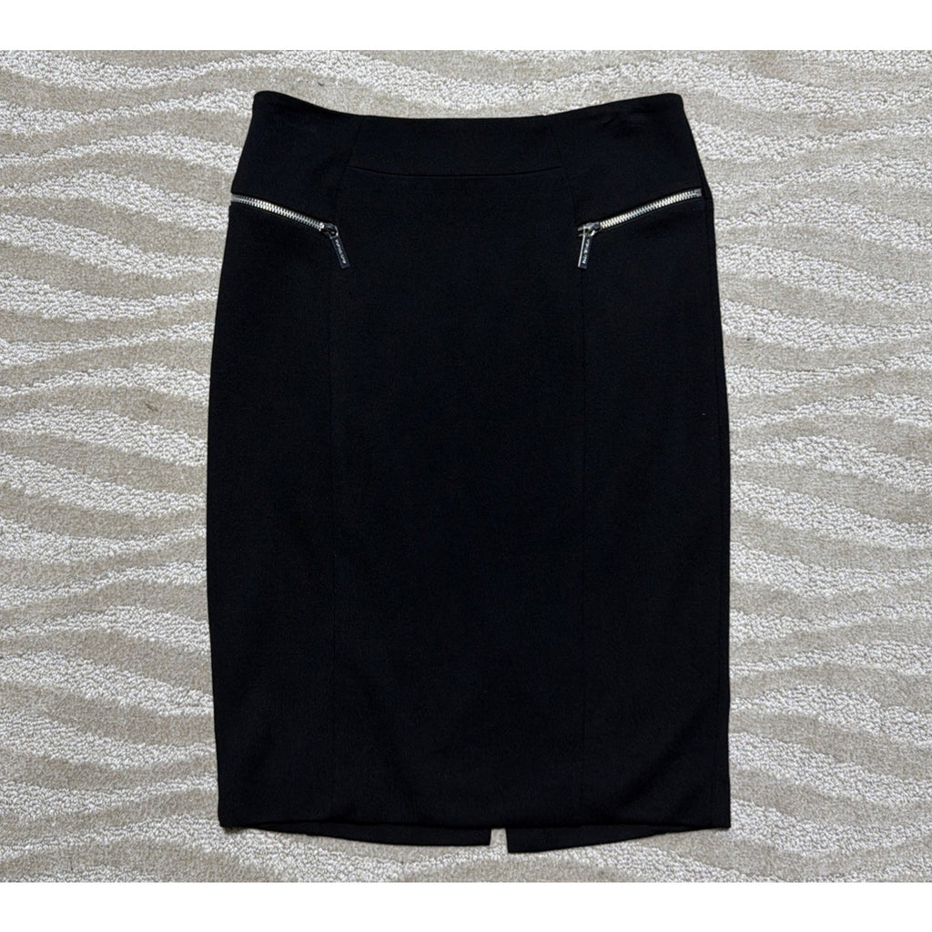 Michael Michael Kors Skirt Ponte Knit Zip Pockets Pencil Career Black Size 8