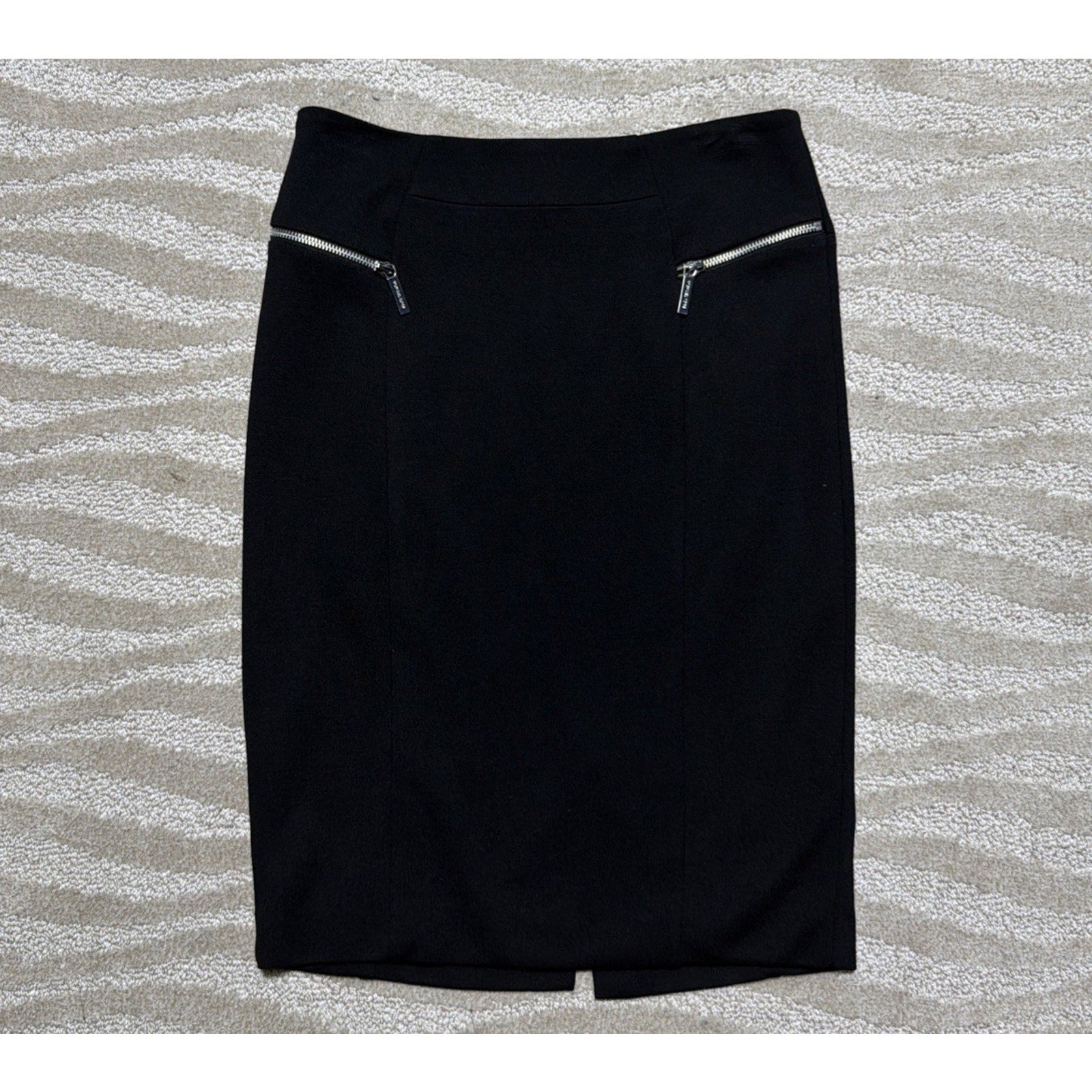 Michael Michael Kors Skirt Ponte Knit Zip Pockets Pencil Career Black Size 8