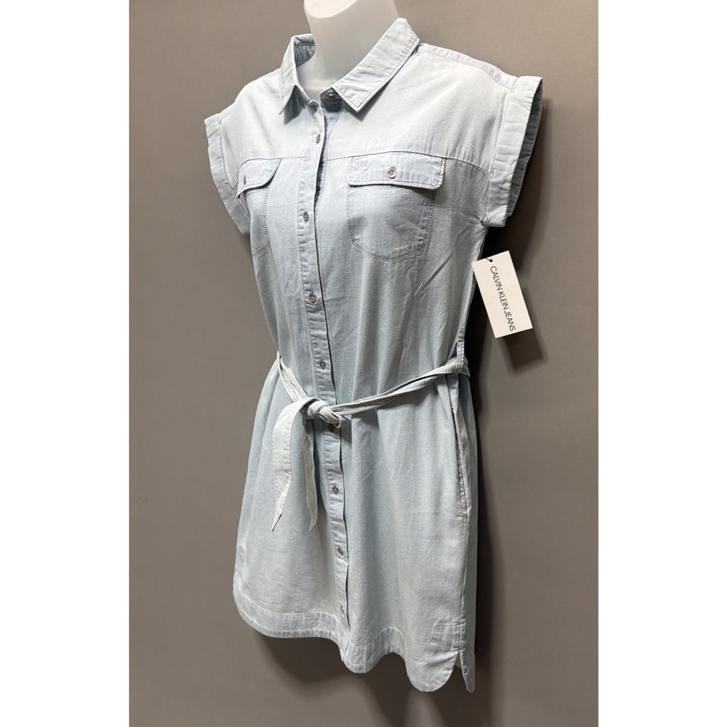 New Calvin Klein Girl's Juniors Chambray Denim Shirt Dress Size XL/16 NWT