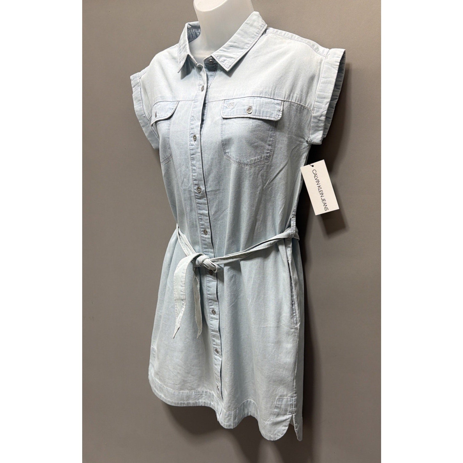 New Calvin Klein Girl's Juniors Chambray Denim Shirt Dress Size XL/16 NWT