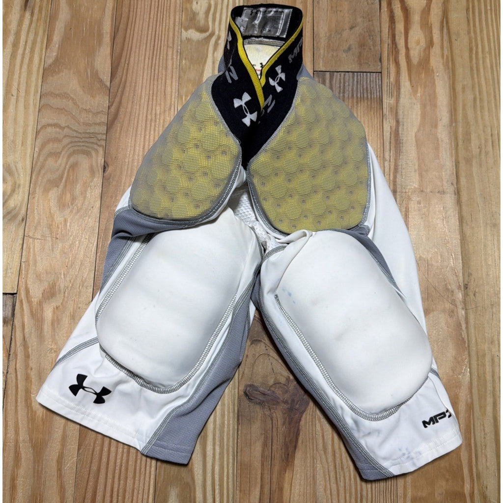 Men’s Under Armour MPZ2 White/Yellow 5 Pad HeatGear Compression Girdle Sz M