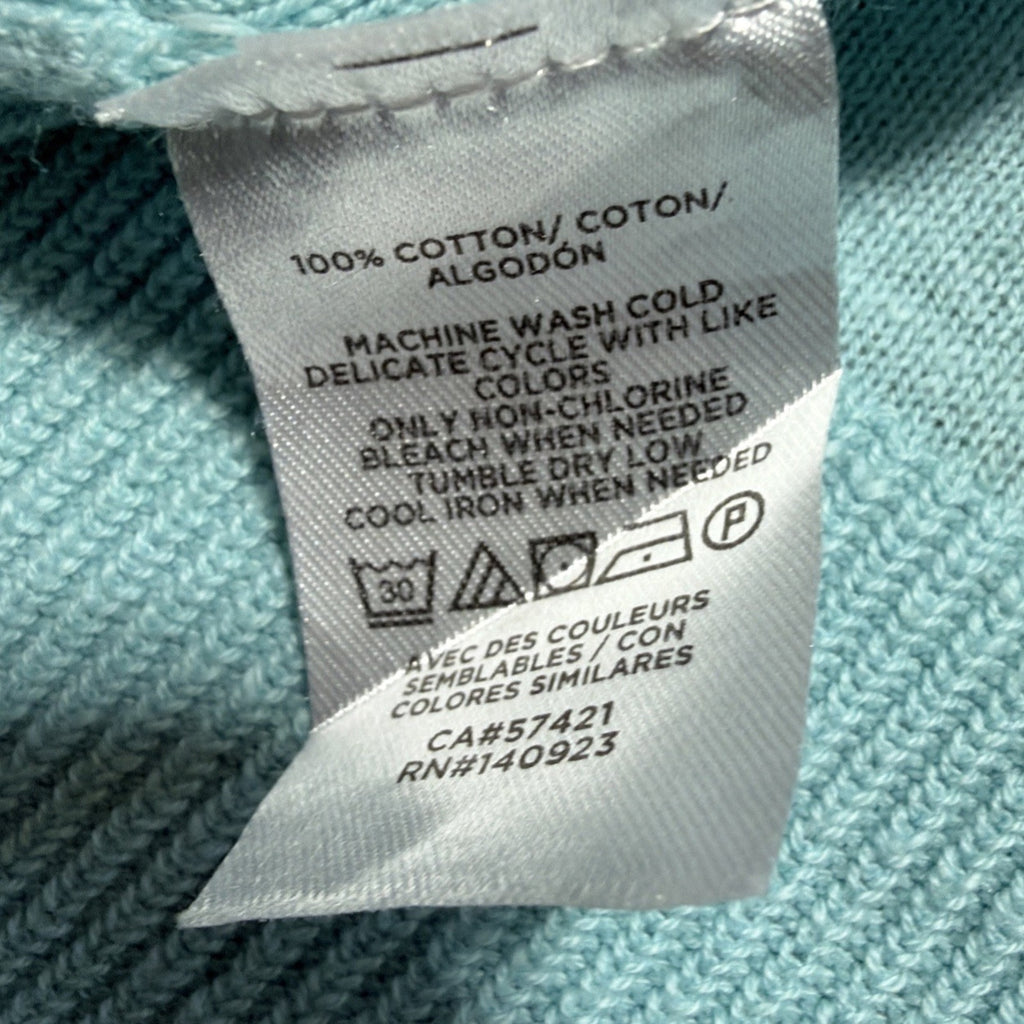 LOFT Aqua Blue Textured Knit Cap-Sleeve Top Size XS