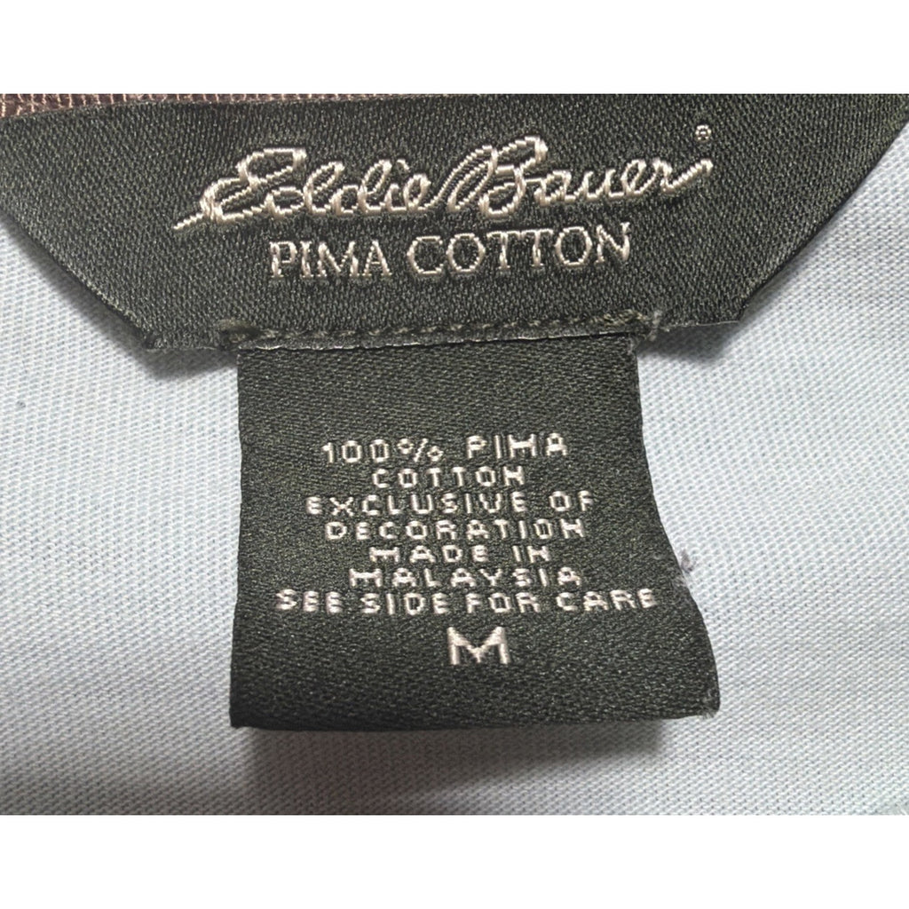 Vtg Eddie Bauer Pima Cotton Women’s Long Sleeve Shirt Blue Green Embroidered