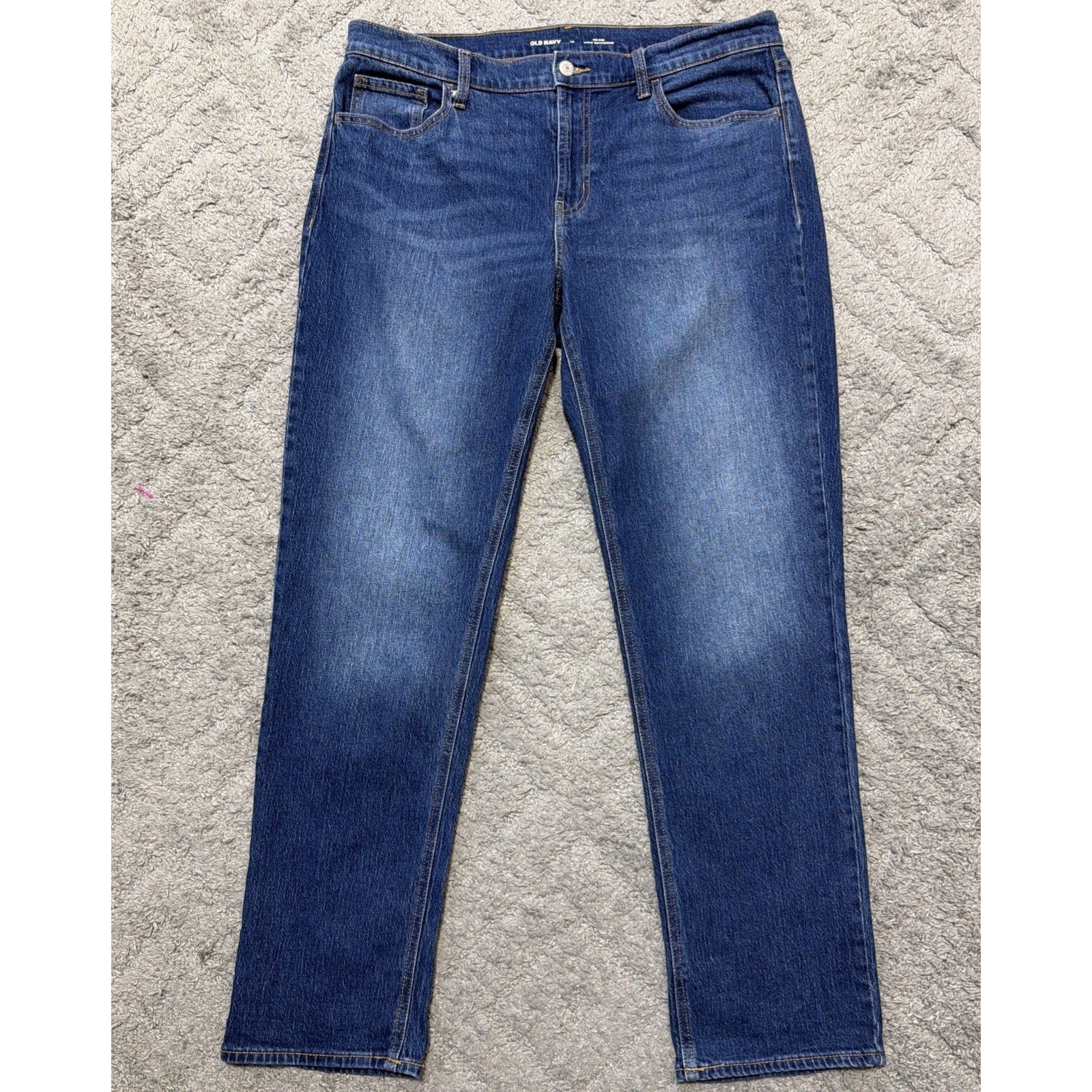 Womens Old Navy Mid-Rise Wow Boyfriend Ankle Blue Denim Jeans Cotton Blend 12