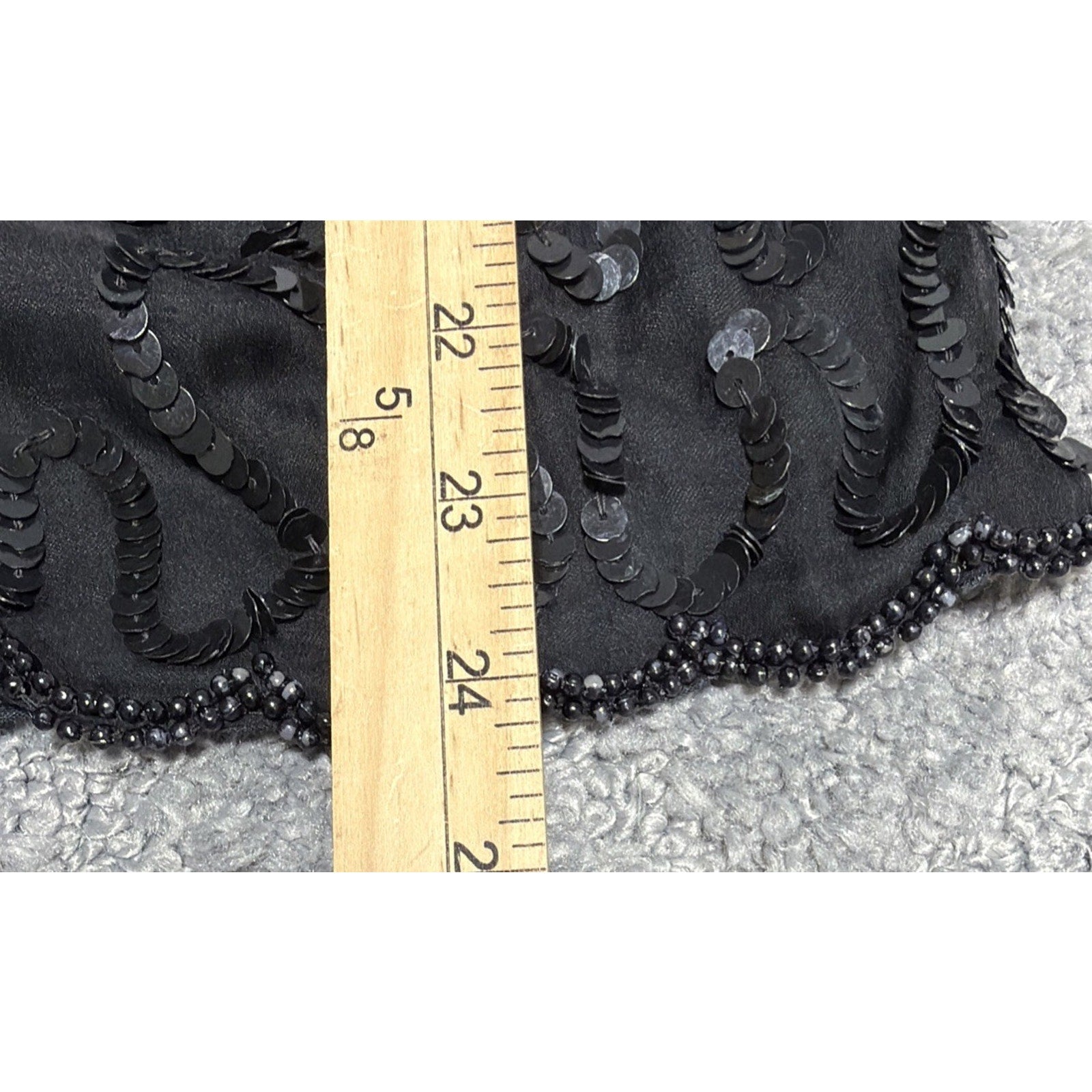 Vintage LORD & TAYLOR Sequin Black Beaded Top Sequins Pearls Silk Blouse Sz S