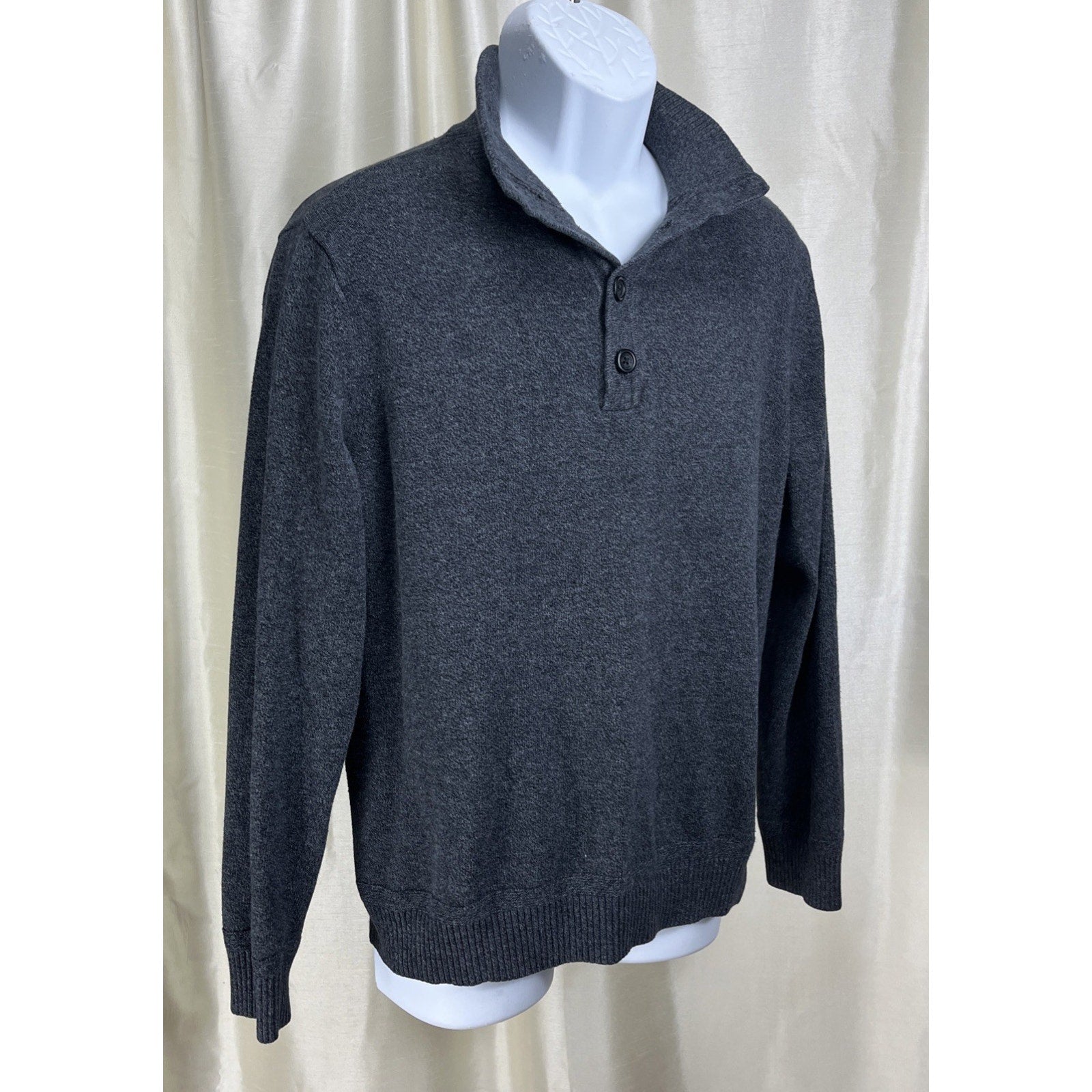 AMERICAN EAGLE Classic Fit Button Front Collar Gray Pullover Sweater Mens Size L