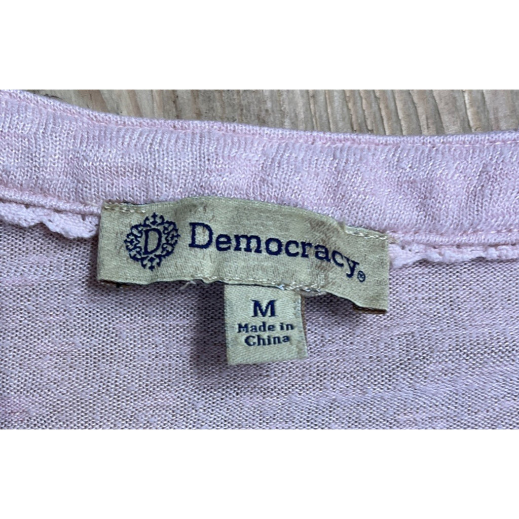 Democracy Pink Cap Flutter Sleeve Shirttail Hem Knit Top Womens Size M