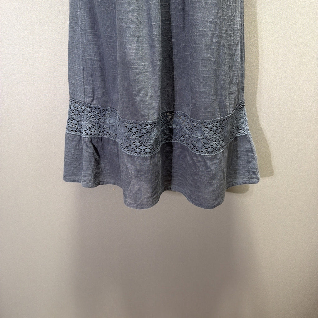 Beautiful Stories ...embroidered Teal 100% cotton dress size XS sleeveless