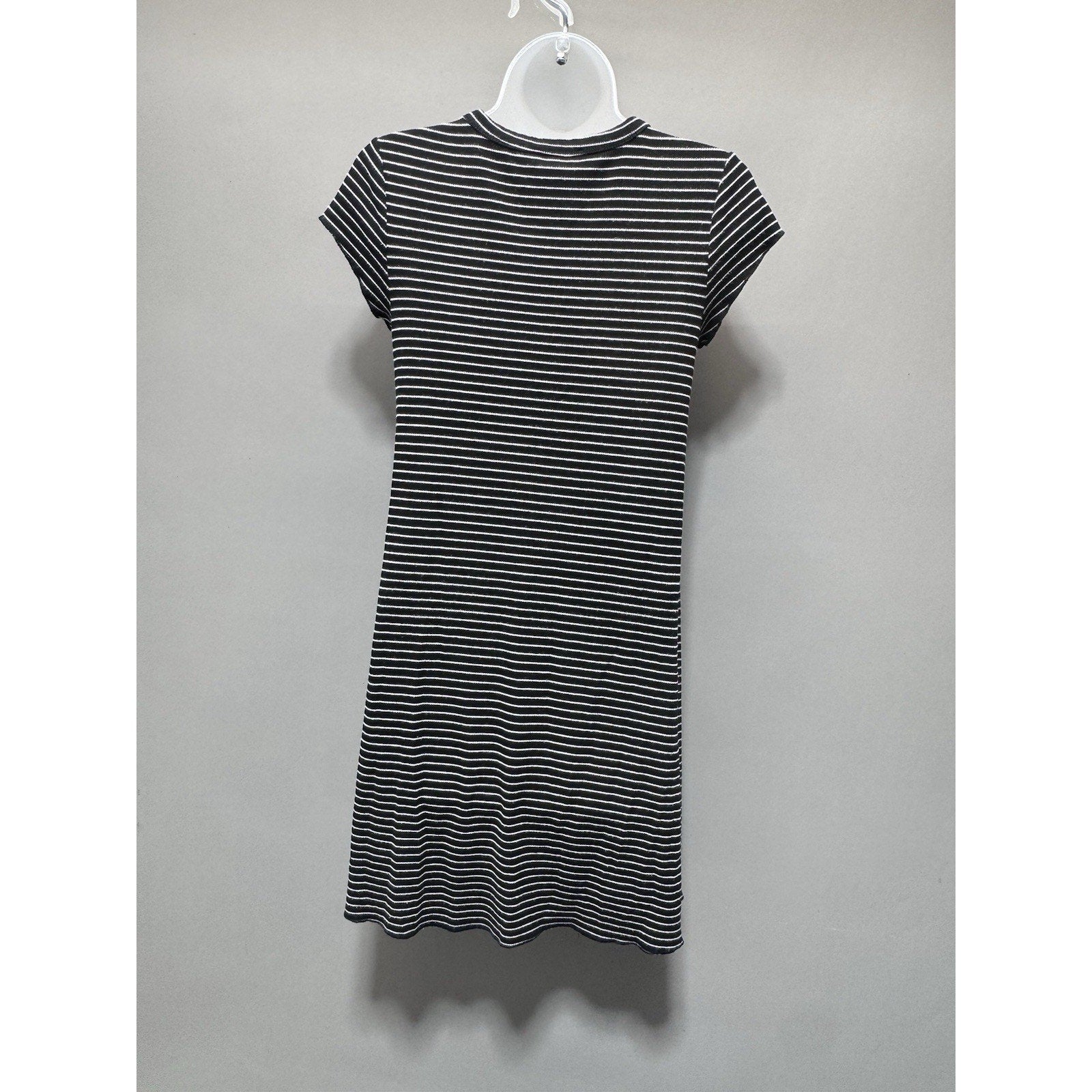 New Look Womens 8 Black White Striped T-Shirt Dress Short Sleeve Casual Stretch