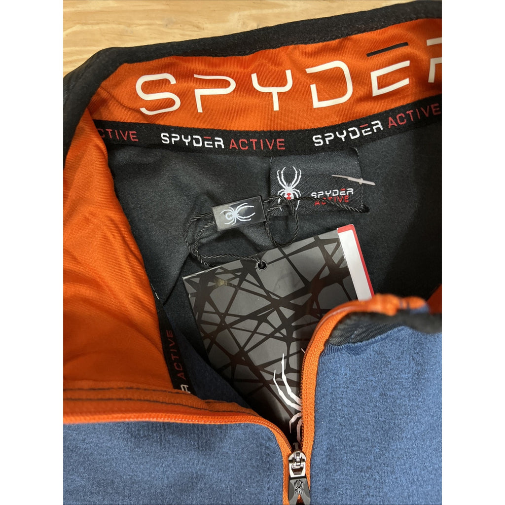 Spyder Active ProWeb Compression 1/4 Zip Pullover Shirt Men's S Blue Black NEW