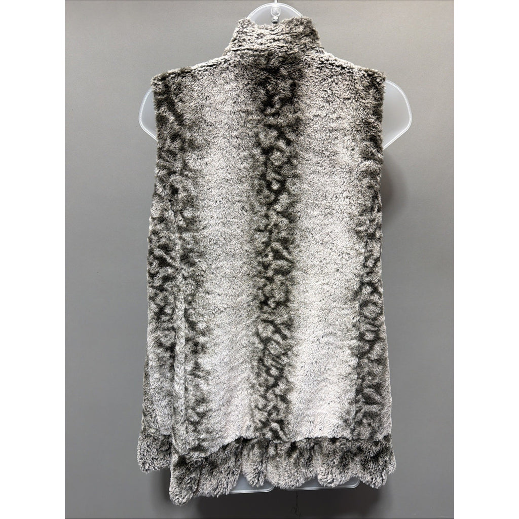 Multiples Animal Print Faux Fur Ruffled Vest Size Medium