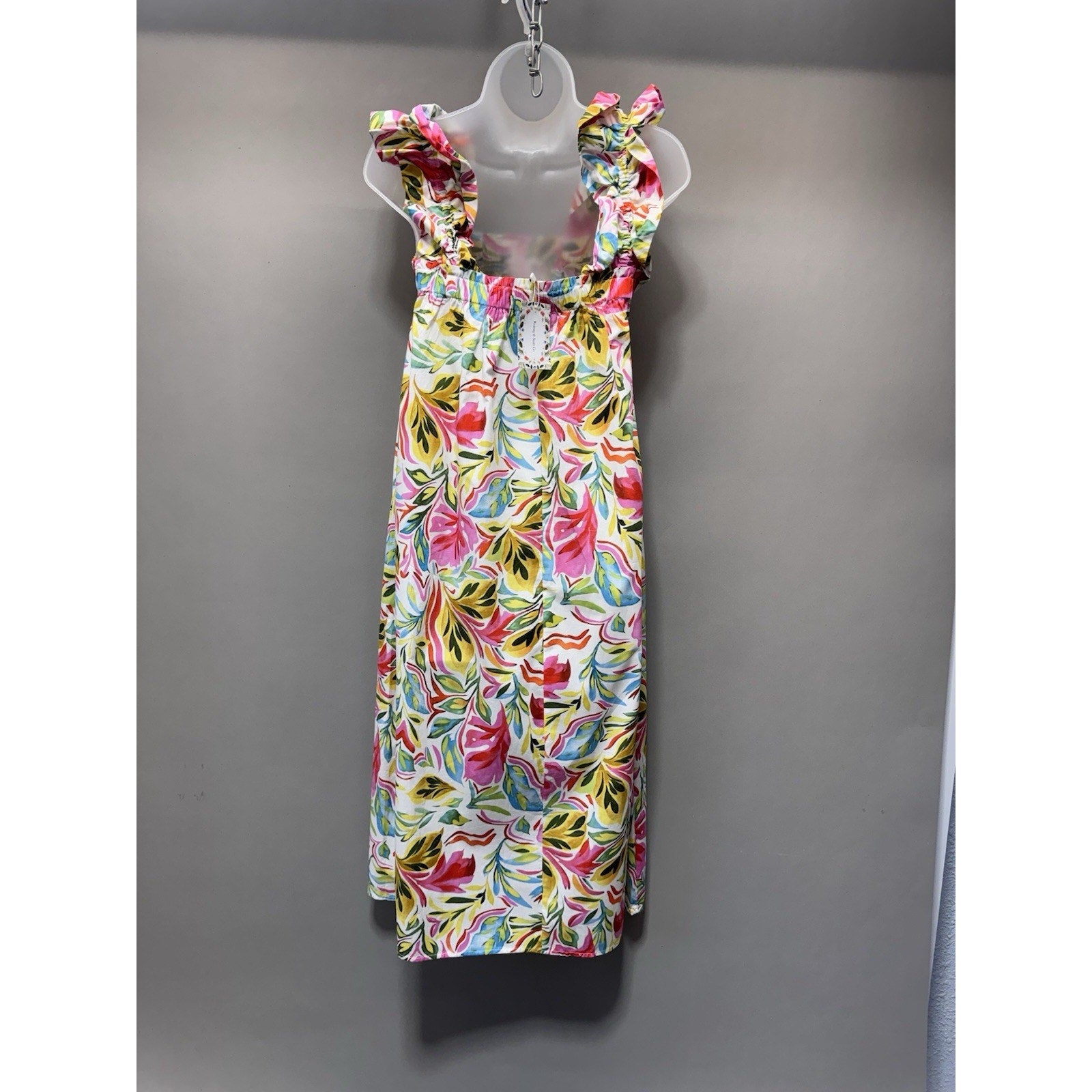 Rainey & Scott Co Floral Cotton Maxi Dress Sz S Ruffle Strap Summer Boho NWT