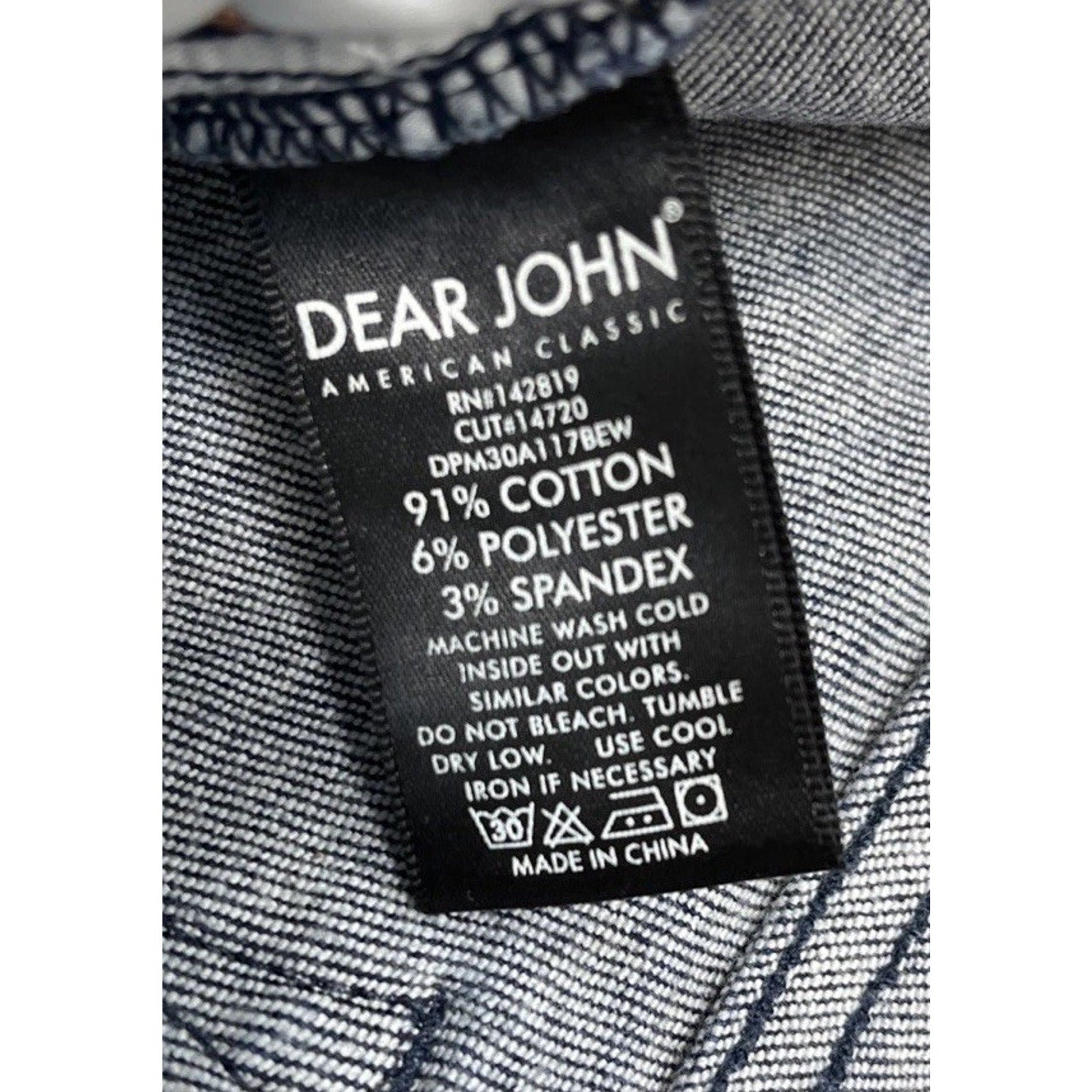 Dear John American Classic Cotton Blend Skinny Dark Wash Blue Denim Jeans Sz 29