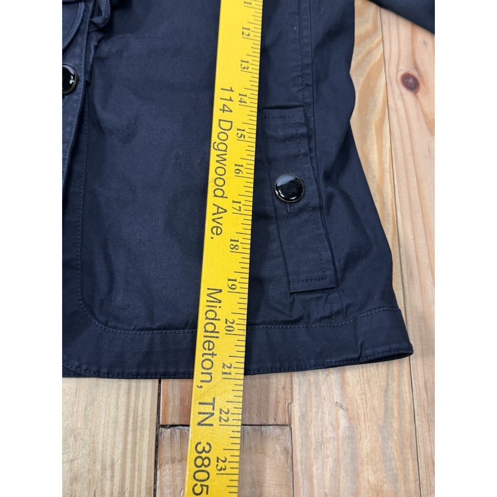 Talbots Blazer Women's 6P Petite Black 3/4 Sleeve Ruffle Trim Button Up Career