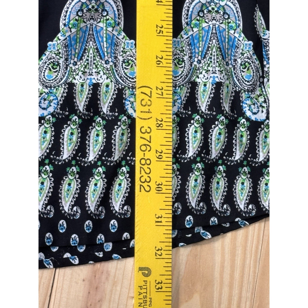 She & Sky Women's BOHO Dress Size Small Long Sleeve Tunic Dress Black Paisley