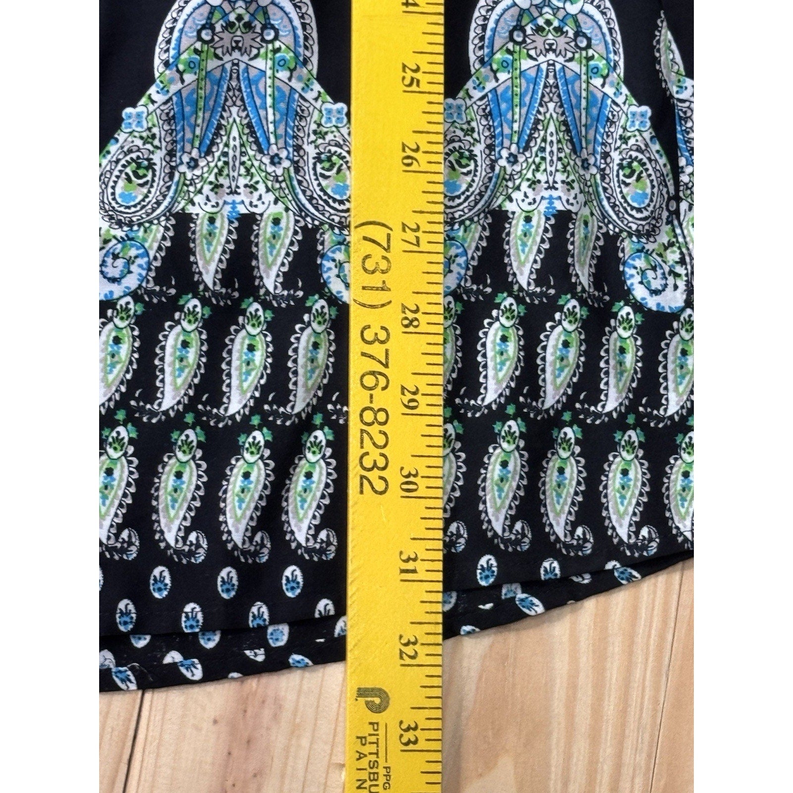 She & Sky Women's BOHO Dress Size Small Long Sleeve Tunic Dress Black Paisley