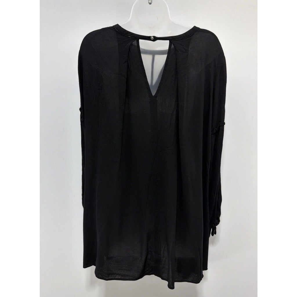 Umgee Tunic Top Women’s M Black Crisscross Front Long Sleeves