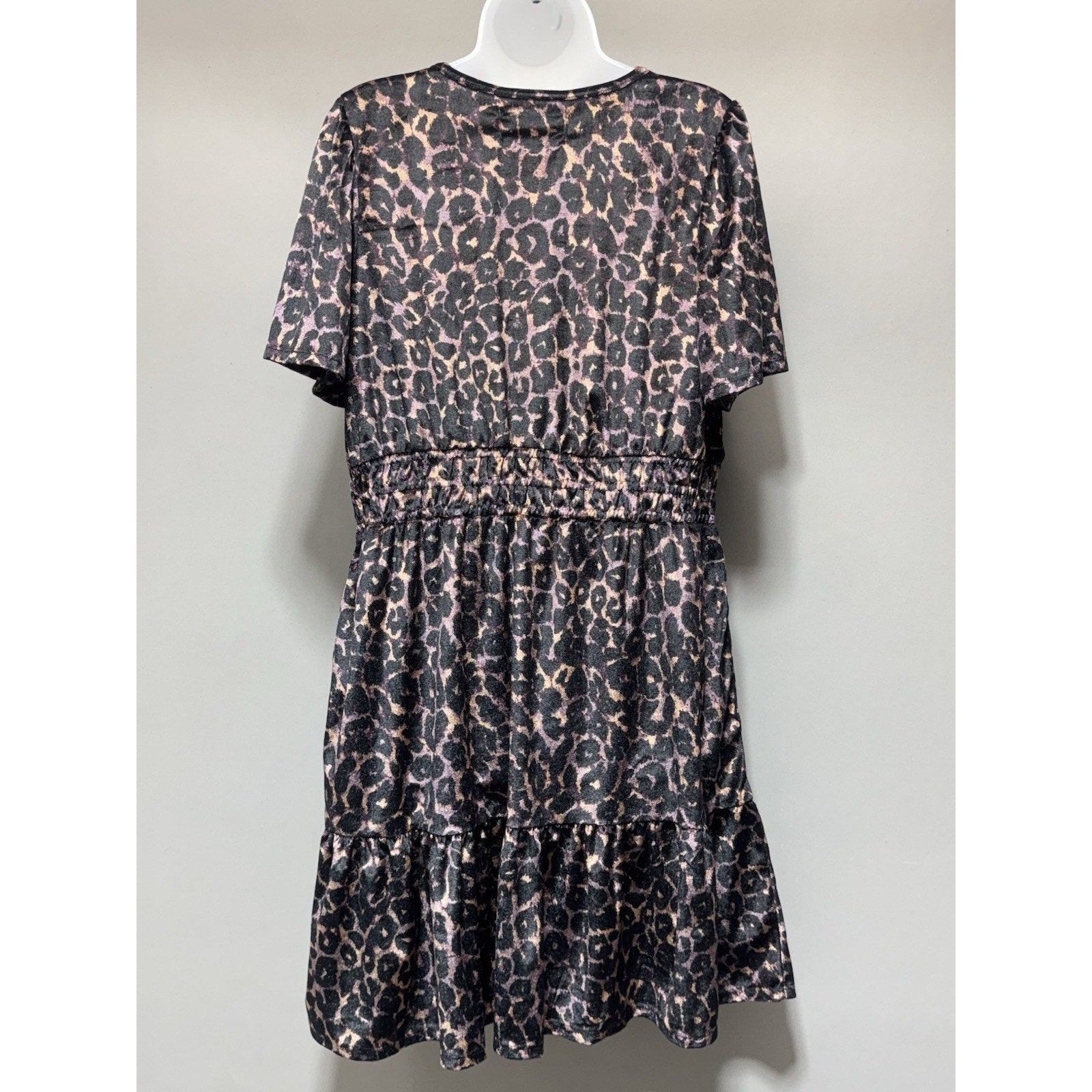 French Connection Women's Leopard Velvet Dress Size XXL NWT V-Neck Elastic Waist