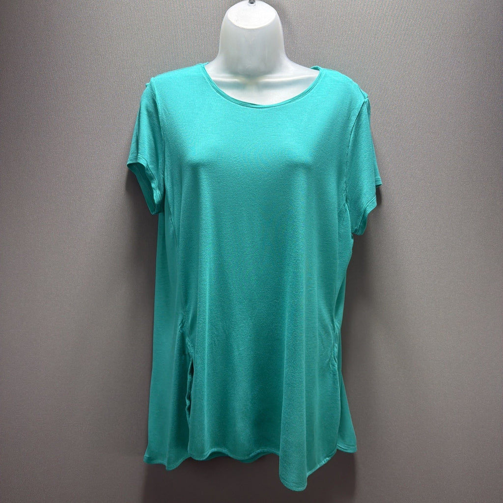 Lauren Ralph Lauren Tunic Tee Womens Size XL Aqua Blue Lightweight Side Slits