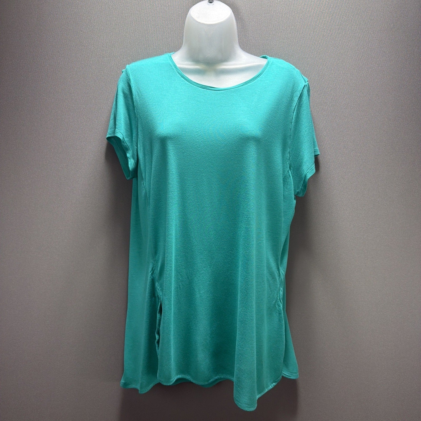 Lauren Ralph Lauren Tunic Tee Womens Size XL Aqua Blue Lightweight Side Slits
