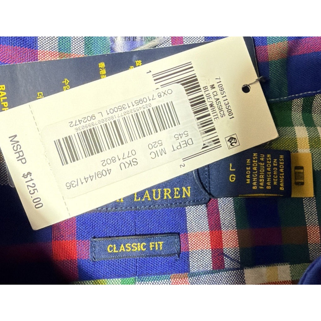 $125 Polo Ralph Lauren Colorful Plaid Oxford Button Down Shirt Mens Large NWT