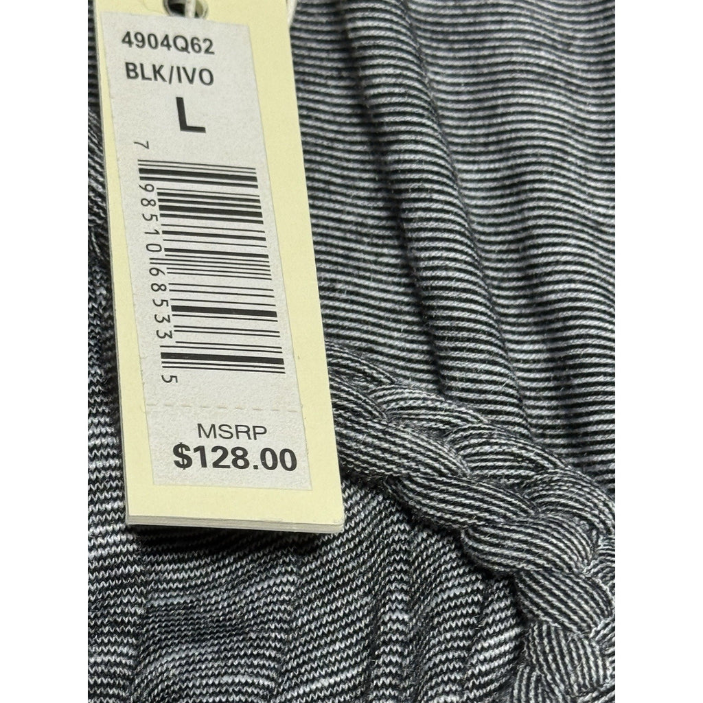 Max Studio Maxi Dress L Gray Striped Sleeveless Empire Waist Boho Stretch Knit