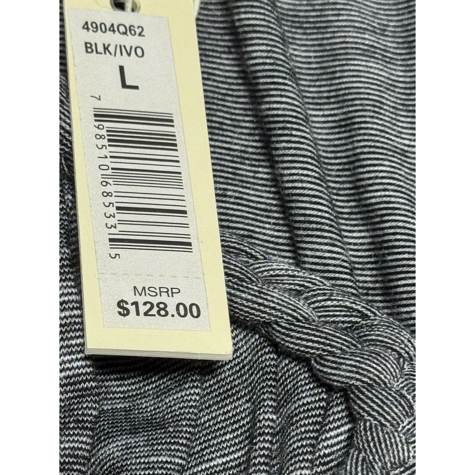 Max Studio Maxi Dress L Gray Striped Sleeveless Empire Waist Boho Stretch Knit