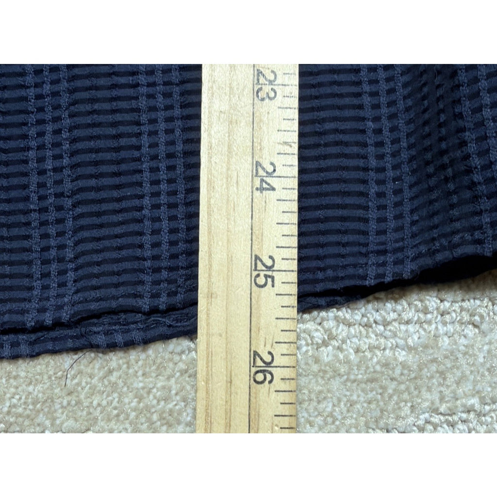Loft Women's Long Sleeve Blouse Top Tie V Neck Textured Blue Size Medium