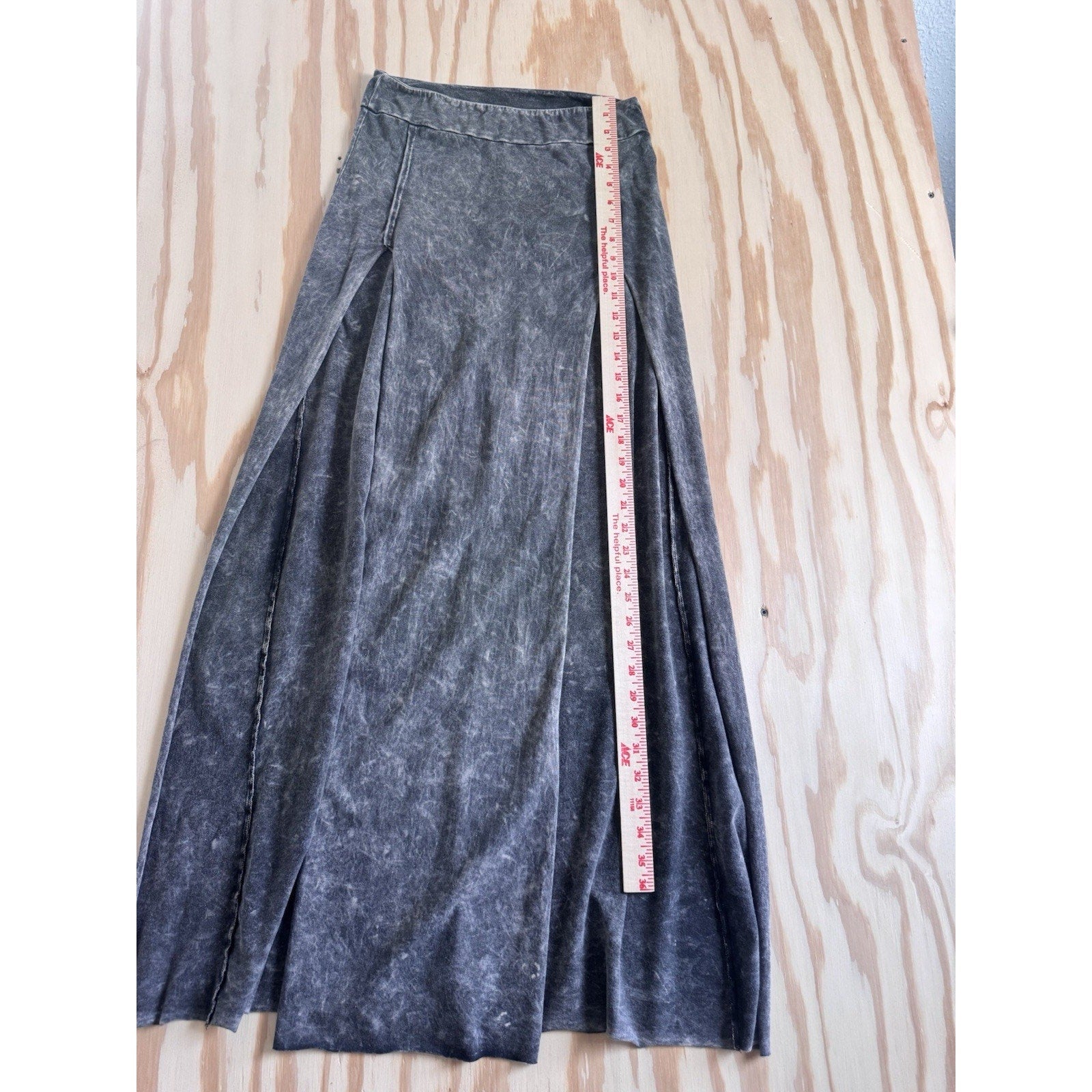 Tribe Kelley Gray Acid Wash Maxi Skirt Medium Made USA Boho Festival Brittney