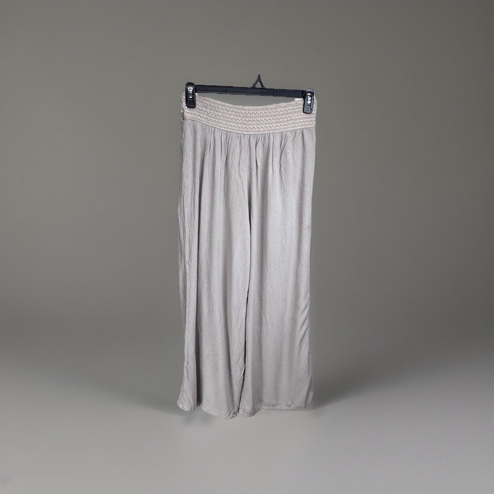 I.N. Studio Solid Crepon Novelty Elastic Waist Wide Leg Pull-On Pants Medium Pet