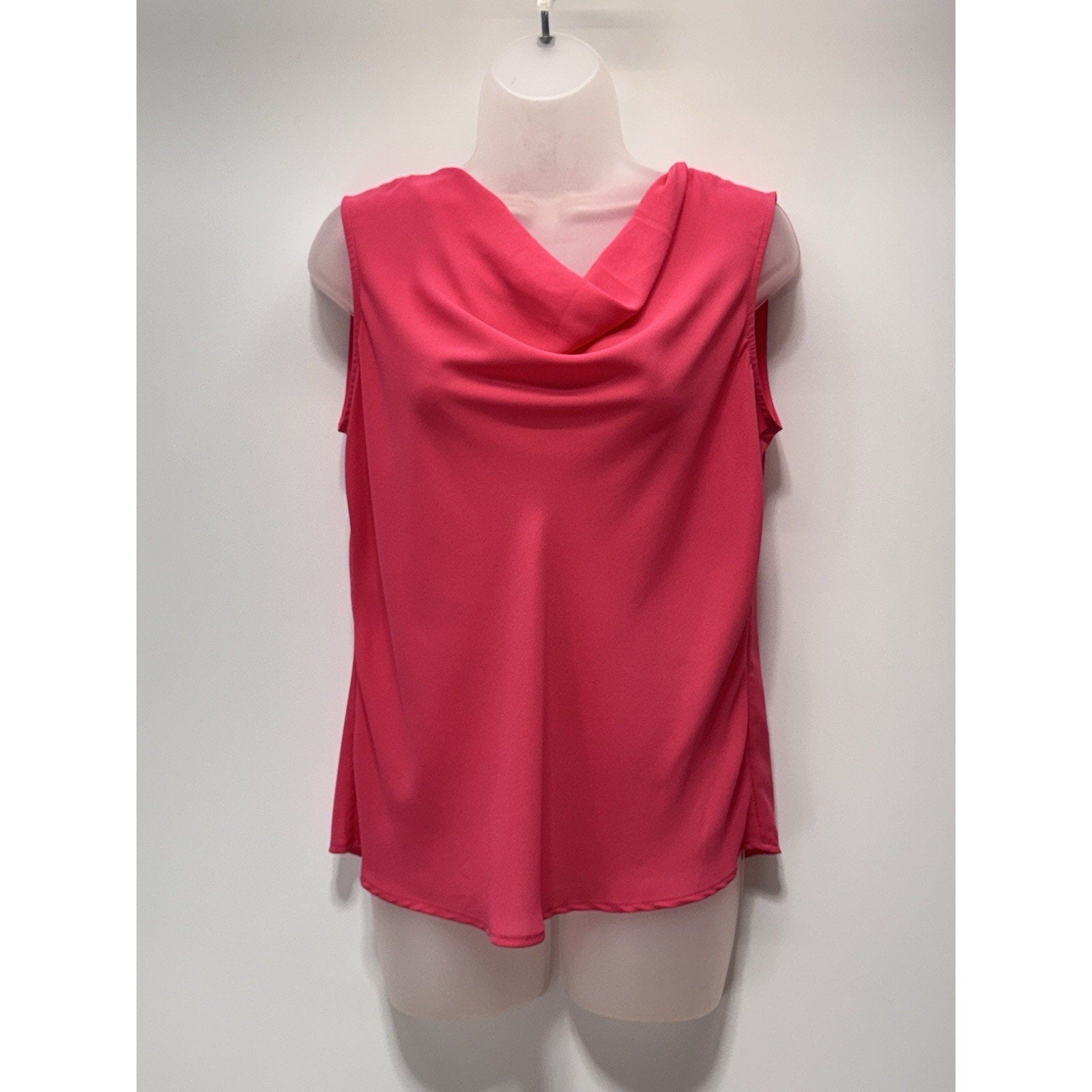 Calvin Klein Pink Solid Cap Sleeve Cowl Neck Blouse Women’s Size Small