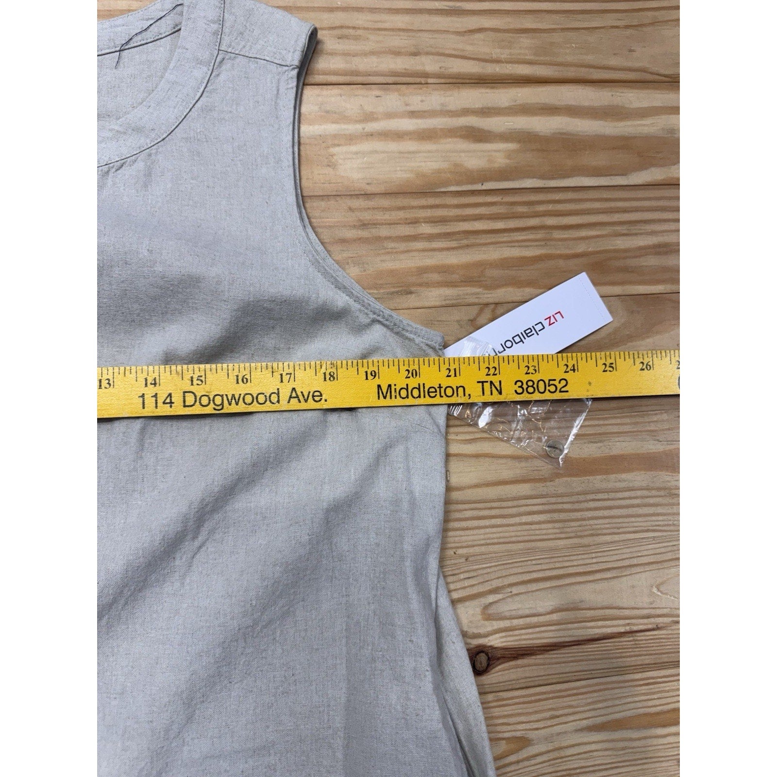 Liz Claiborne Linen Blend Sleeveless Shirt Dress Pockets Size Large Beige NWT