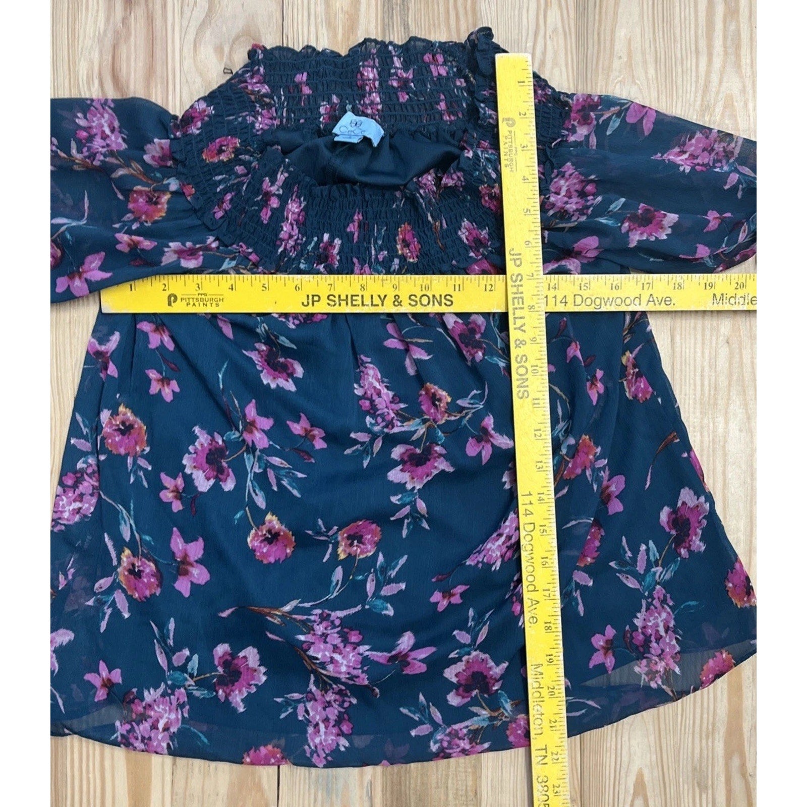 Cece Long Sleeve Floral Moment Blouse With Ruffle Cuff Sleeves Size Small