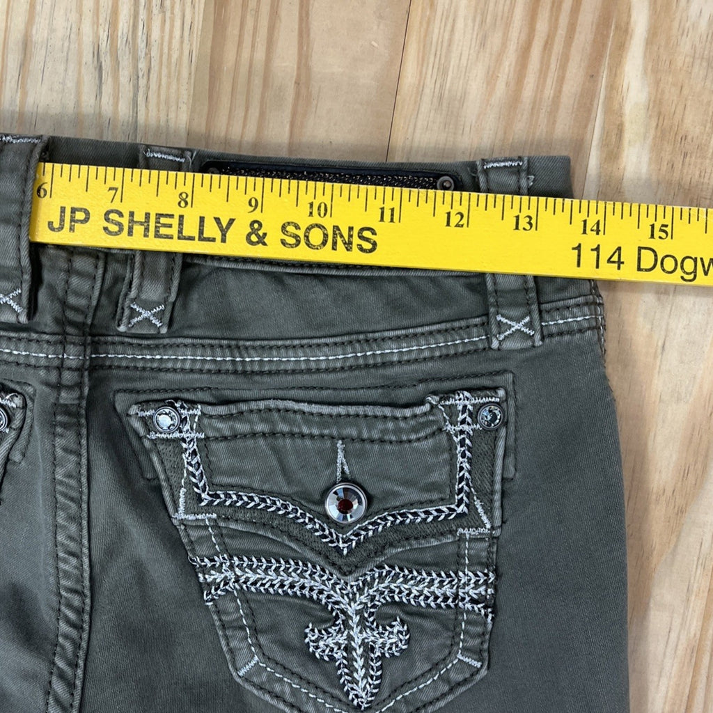 Rock Revival Betty Skinny Jeans Rhinestones Sequin Embellished Gray Sz 25