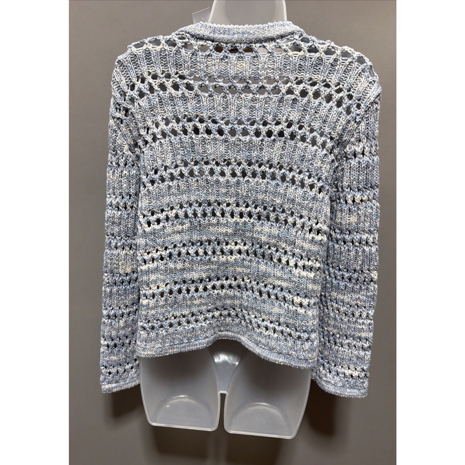 LOFT Marled Chunky-Knit Button V-Neck Cardigan Sweater Blue Small Msrp 98$